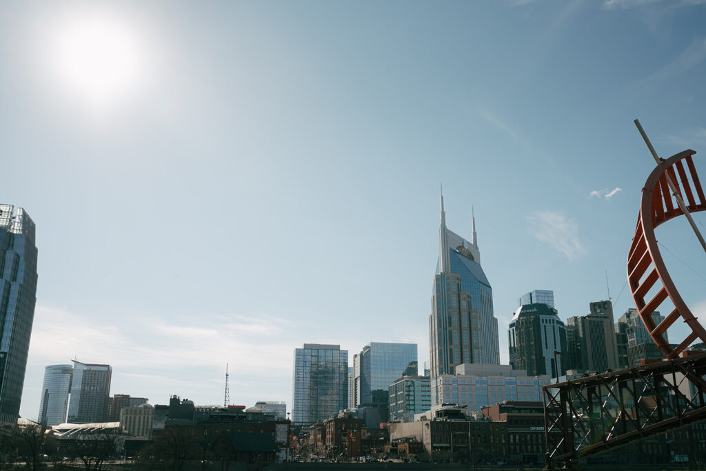 downtown Nashville skyline view from luxury wedding venue 